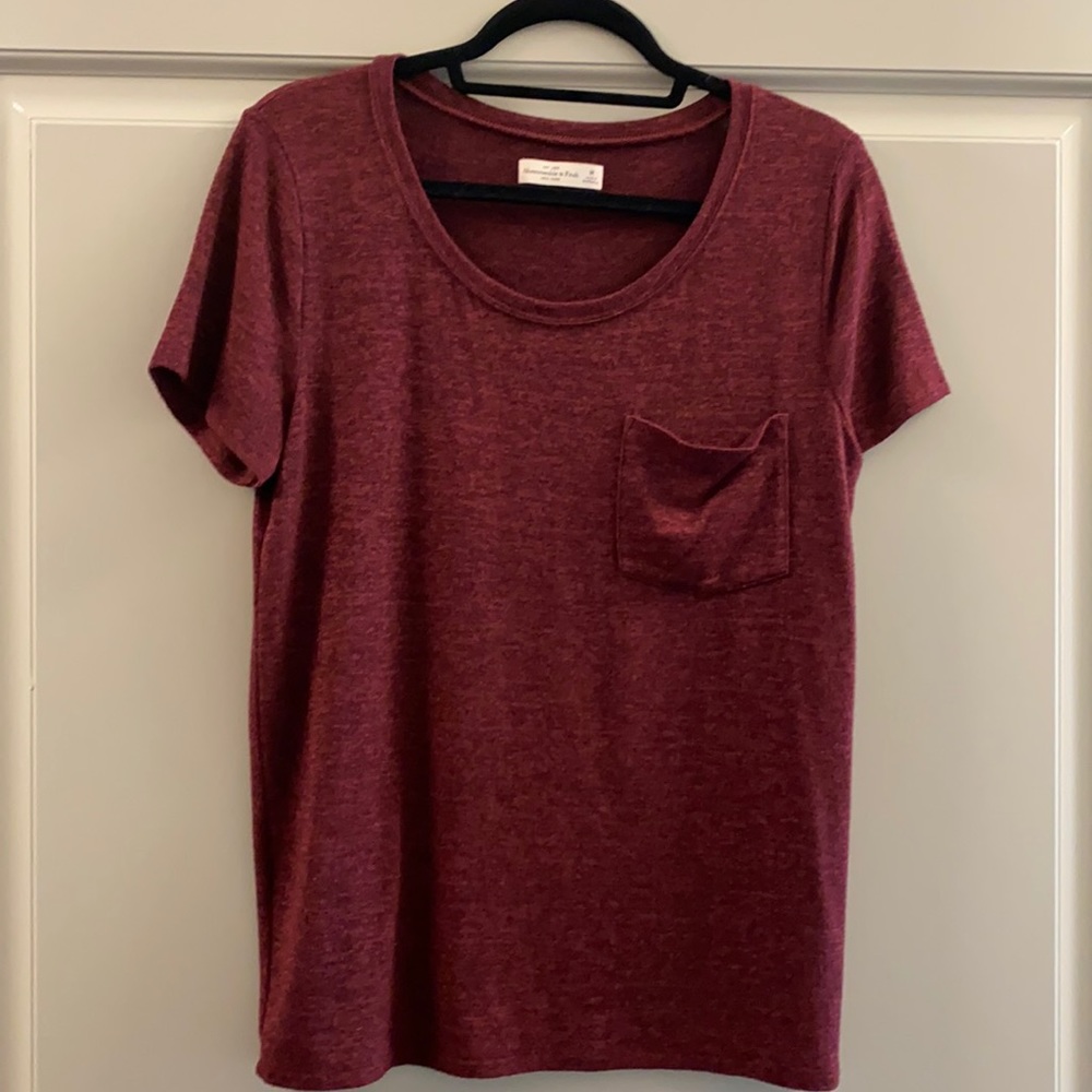 Abercrombie Maroon Soft Pocket Short Sleeve Tee